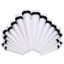 Load image into Gallery viewer, 14 to 00G 18 Piece White Acrylic Ear Stretching Taper Kit Set