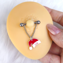 将图片加载到图库查看器,Custom Santa Hat Personalized Dangle Barbell Nipple Ring Set
