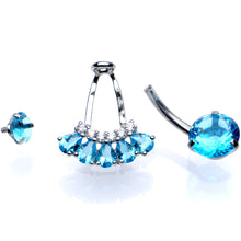 将图片加载到图库查看器,Aqua Gem Swagger Sweep Dangle Belly Ring