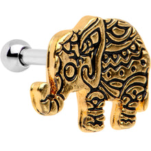Load image into Gallery viewer, 16G 1/4 Gold Tone Boho Elephant Tragus Cartilage Earring