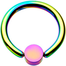 Load image into Gallery viewer, 14G 3/8 Clear Gem 4mm Disc Rainbow IP BCR Captive Ring