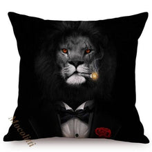 Load image into Gallery viewer, Nordic Art Posters Style Pillow Covers Decorative Cushion Cover Zebra Giraffe Elephant Horse Fashion Animal Wearing Hat Sofa Throw Pillow Case