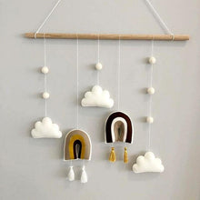将图片加载到图库查看器,Nordic Healthier Style Cute Felt Clouds Shape Handmade Wall Hanging Fairy Tales Ornament Wooden Stick Tassel Pendant Hanging Ornaments For Kids Room Decoration Photography Props