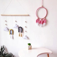 将图片加载到图库查看器,Nordic Healthier Style Cute Felt Clouds Shape Handmade Wall Hanging Fairy Tales Ornament Wooden Stick Tassel Pendant Hanging Ornaments For Kids Room Decoration Photography Props
