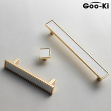 Load image into Gallery viewer, Nordic Luxury Drawer Knob Gold Wardrobe Cupboard Cabinet Handle Kitchen Door Pulls White Genuine Leather Furniture Knob Hardware Hole Center Modern Luxury Tree Bark Speckle Texture Cabinet Pull Hardware for Bedroom Kitchen