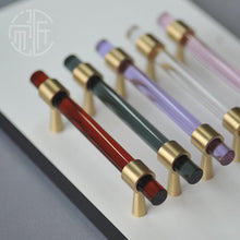 将图片加载到图库查看器,Nordic Modern Wardrobe Dresser Drawer Pull Cabinet Door Handle Knobs Cabinet Handle Pure Copper Double Hole Crystal Handle Brass Walnut Kitchen Wardrobe Cabinet Hardware Pull Handle Adjustable Hole