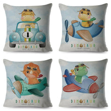 Load image into Gallery viewer, Nordic Style Pillow Cover Cute Cartoon Animal Drive Dinosaur Car Polyester Cotton Cushion Cover For Sofa Home Kids Room Throw Pillow Case Cover Dinosaur Cartoon Gray Soft Pillow Case For Decorative Bedroom Livingroom Sofa Farm House Cushion Covers