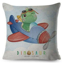 Load image into Gallery viewer, Nordic Style Pillow Cover Cute Cartoon Animal Drive Dinosaur Car Polyester Cotton Cushion Cover For Sofa Home Kids Room Throw Pillow Case Cover Dinosaur Cartoon Gray Soft Pillow Case For Decorative Bedroom Livingroom Sofa Farm House Cushion Covers