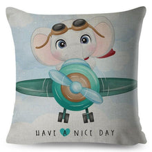 Load image into Gallery viewer, Nordic Style Pillow Cover Cute Cartoon Animal Drive Dinosaur Car Polyester Cotton Cushion Cover For Sofa Home Kids Room Throw Pillow Case Cover Dinosaur Cartoon Gray Soft Pillow Case For Decorative Bedroom Livingroom Sofa Farm House Cushion Covers