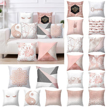 将图片加载到图库查看器,Nordic Style Pillow Covers Plant Letter Flower Geometric Sofa Cushion cover Headrest Pink Party Decorations Gift For Kids Geometric Decorative Throw Pillow Covers Square Cotton Cushion Covers Outdoor Sofa Home Pillow Covers
