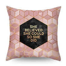 将图片加载到图库查看器,Nordic Style Pillow Covers Plant Letter Flower Geometric Sofa Cushion cover Headrest Pink Party Decorations Gift For Kids Geometric Decorative Throw Pillow Covers Square Cotton Cushion Covers Outdoor Sofa Home Pillow Covers