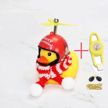 Load image into Gallery viewer, Normal Airscrew Helmet Standing Duck Broken Wind Small Yellow Duck Bike Motor Riding Cycling Lights Bicycle Accessories Rubber Yellow Duck Toy Bike Ornaments Yellow Duck With Proper Helmet Cool Decorations