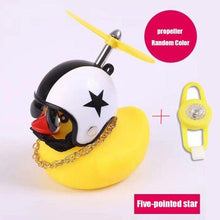Load image into Gallery viewer, Normal Airscrew Helmet Standing Duck Broken Wind Small Yellow Duck Bike Motor Riding Cycling Lights Bicycle Accessories Rubber Yellow Duck Toy Bike Ornaments Yellow Duck With Proper Helmet Cool Decorations