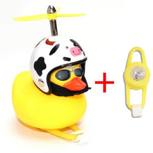 Load image into Gallery viewer, Normal Airscrew Helmet Standing Duck Broken Wind Small Yellow Duck Bike Motor Riding Cycling Lights Bicycle Accessories Rubber Yellow Duck Toy Bike Ornaments Yellow Duck With Proper Helmet Cool Decorations