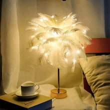 Load image into Gallery viewer, Novelty Feather Night Light Remote Fairy Copper Lamp for Home Living Room Bedroom Bedside Backlight Party Wedding Decoration Cute Study Lamps for Bedroom Décor