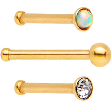 Load image into Gallery viewer, Variety Belle of the Ball Gold PVD Nose Bone 3 Pack Set