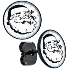 Load image into Gallery viewer, Christmas Retro Santa Ho Ho Ho Black Stud Earrings
