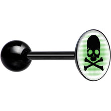 Load image into Gallery viewer, Green Black Skull Black Barbell Tongue Ring