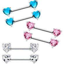 将图片加载到图库查看器,14G 9/16 Multi Color Heart Gem Barbell Nipple Ring Pack Set of 6