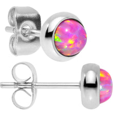 Load image into Gallery viewer, Pink Synthetic Opal 316L Surgical Steel Stud Earrings