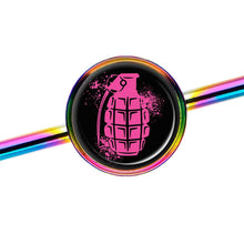 Load image into Gallery viewer, 14G Pink Grenade Rainbow Industrial Barbell 37mm