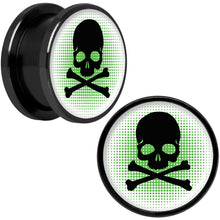 Load image into Gallery viewer, Green Black Skull Black Anodized Screw Fit Plug Set 5/8