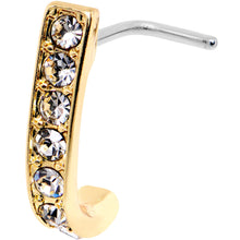Load image into Gallery viewer, 20G Clear CZ Sleek Gold Tone Faux Hoop L Shaped Nose Ring