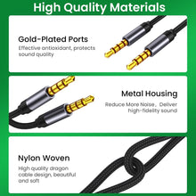 Load image into Gallery viewer, Nylon Braid 4 Poles 3.5MM Audio Aux Cable Jack For Headphone Speaker Line Car PC Mp3 Mp4