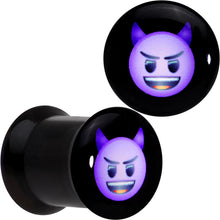 将图片加载到图库查看器,0G Licensed Purple Devil emoji Acrylic Double Flare Plug Set