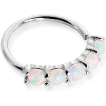 Load image into Gallery viewer, 20G White Synthetic Opal 14k White Gold Seamless Circular Ring