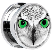 Load image into Gallery viewer, Black White Owl Steel Screw Fit Plug Set 5/8