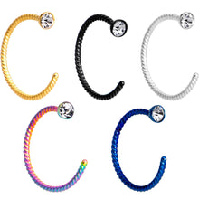 Load image into Gallery viewer, 20G 5/16 Clear Gem Rainbow Pack Set of 5 Twisted Nose Hoop Rings