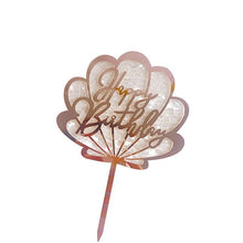 Load image into Gallery viewer, Ocean Acrylic Cake Toppers Topper Happy Birthday Cake Picks DIY Cake Insert Topper Cup Cake Toothpick Party Wedding Birthday Cake Decoration Decorating Card Birthday Shell Cake Topper DIY Wedding Party Gift Cupcake Insert Card
