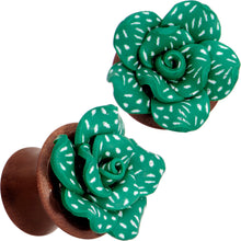 将图片加载到图库查看器,Handcrafted Rosewood Speckled Green Succulent Saddle Plug Set Sizes 14mm to 20mm