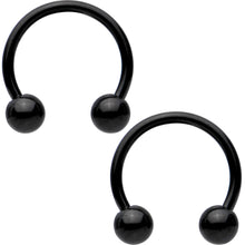 将图片加载到图库查看器,16G 3/8 Rainbow Black Gold Tone PVD Pack Set of 8 Horseshoe Barbells