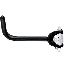 Load image into Gallery viewer, 20G 1/4 Clear Square 2.5mm CZ Gem Black IP L-Shape Nose Ring