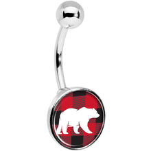 将图片加载到图库查看器,Red Black Plaid Polar Bear Belly Ring