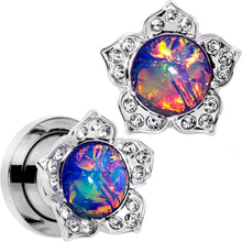 Load image into Gallery viewer, Purple Faux Opal Wild Flower Screw Fit Tunnel Plug Set 0G to 1"