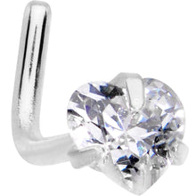 Load image into Gallery viewer, 20G 1/4 Clear Heart 3mm CZ Gem Steel L-Shape Nose Ring
