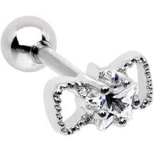 Load image into Gallery viewer, 16G 1/4 Clear Star CZ Gem Bow Tie Cartilage Tragus Earring