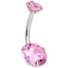 Load image into Gallery viewer, Pink Gem Feather Trio Dangle Belly Ring