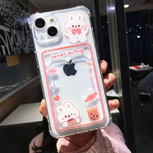 Load image into Gallery viewer, Orange Cute Cartoon Bear Rabbit Clear Phone Case For iPhone 14 Pro Max 13 12 11 X XR XS 7 8 Plus Card Holder Wallet Shockproof Cover Cartoon Soft iPhone Case