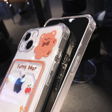 Load image into Gallery viewer, Orange Cute Cartoon Bear Rabbit Clear Phone Case For iPhone 14 Pro Max 13 12 11 X XR XS 7 8 Plus Card Holder Wallet Shockproof Cover Cartoon Soft iPhone Case
