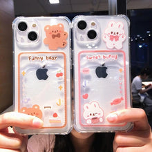 Load image into Gallery viewer, Orange Cute Cartoon Bear Rabbit Clear Phone Case For iPhone 14 Pro Max 13 12 11 X XR XS 7 8 Plus Card Holder Wallet Shockproof Cover Cartoon Soft iPhone Case