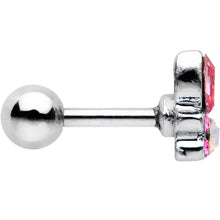 将图片加载到图库查看器,White Faux Opal Pink Gem Naupaka Flower Tragus Cartilage Earring