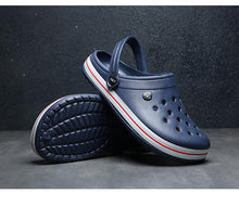 将图片加载到图库查看器,Outdoor Mens Sandals Clogs Summer Hole Shoes Rubber Men's Garden Shoes Black Beach Flat Sandals Slippers Work Summer Breathable Lightweight Quick Drying Sandals