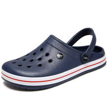 将图片加载到图库查看器,Outdoor Mens Sandals Clogs Summer Hole Shoes Rubber Men's Garden Shoes Black Beach Flat Sandals Slippers Work Summer Breathable Lightweight Quick Drying Sandals