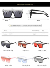 Load image into Gallery viewer, Oversize Square Crystal Sunglasses, Flat Top Oversized Sunglasses In Different Shades New Sun Wear Crystal Diamond Luxury Style Shades