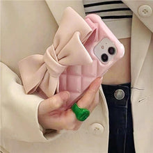 Load image into Gallery viewer, Oversized Beautiful Cute Bowknot Ribbon Cute Unique Pattern Case Soft Lightweight Leather Wrist Holder Stand Soft Phone Case For iPhone 14 13 7 8 Plus X XS XR MAX 11 Pro Phone Case