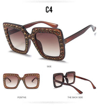 Load image into Gallery viewer, Oversized Sunglasses Square Diamond Sunglasses Women Retro Sunglasses Luxury & Diamond Square Shape Sunglasses For Women Branded Attractive Any Size Crystal Sun Glasses For Ladies Gradient Classic Mirror & Decent Shades